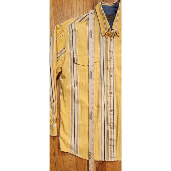 Roper Button Front Shirt Long Sleeve Yellow Blue Stripe Mens Sz X-Large Western - Picture 3 of 7